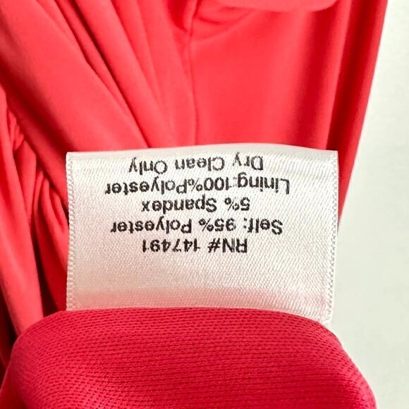 KATIE MAY Winnipeg One Shoulder Ruched Knit Gown in Coral Size Large - Picture 7 of 12